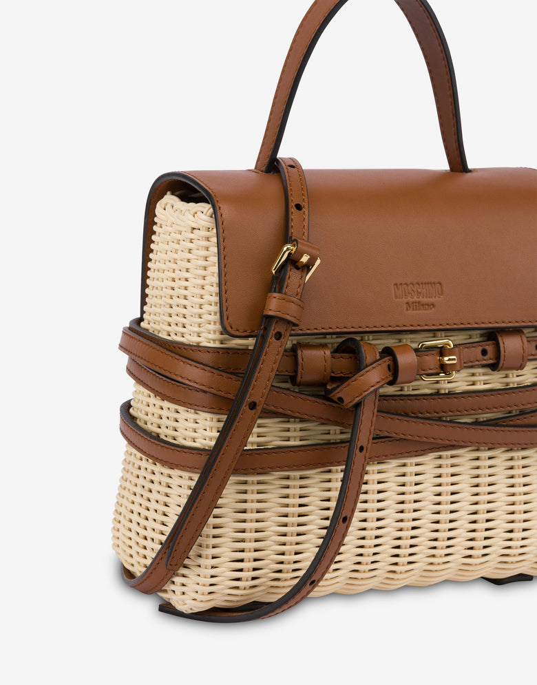 Moschino Tie Me bag in rattan Small Ivory Moschino 3