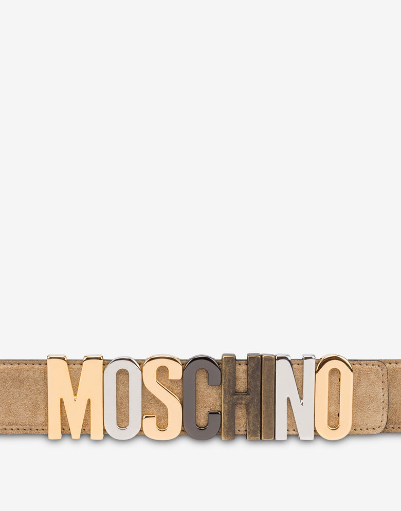 Cinturón de corteza Mixed Lettering Logo Beige Moschino 1