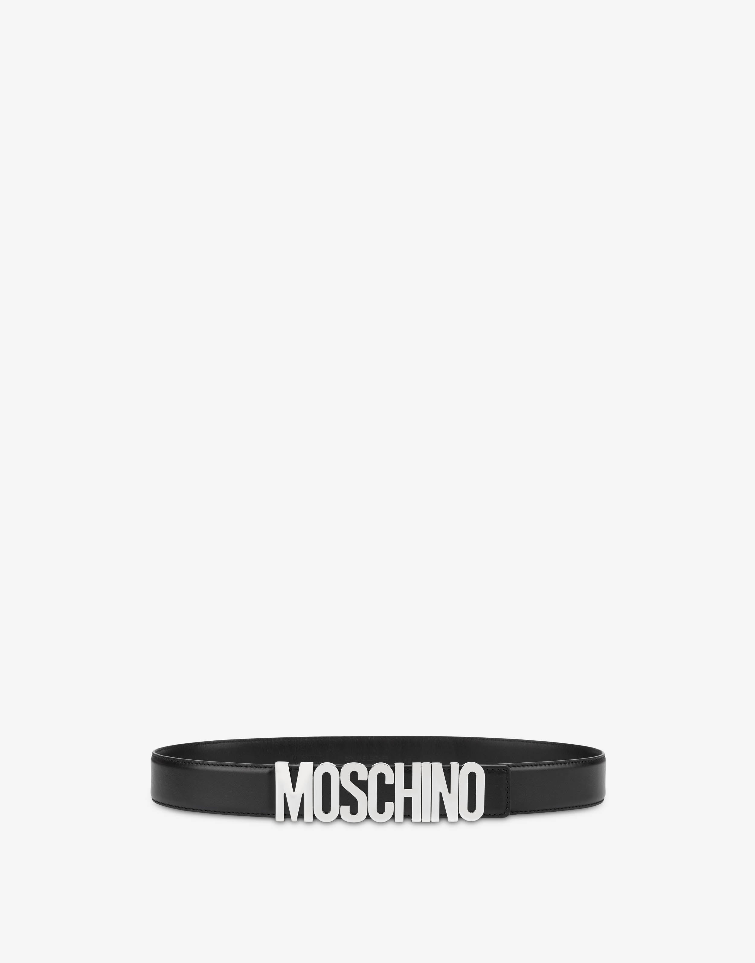 MOSCHINO ベルト レザー ロゴ ブラック Belt in leather with logo | Moschino