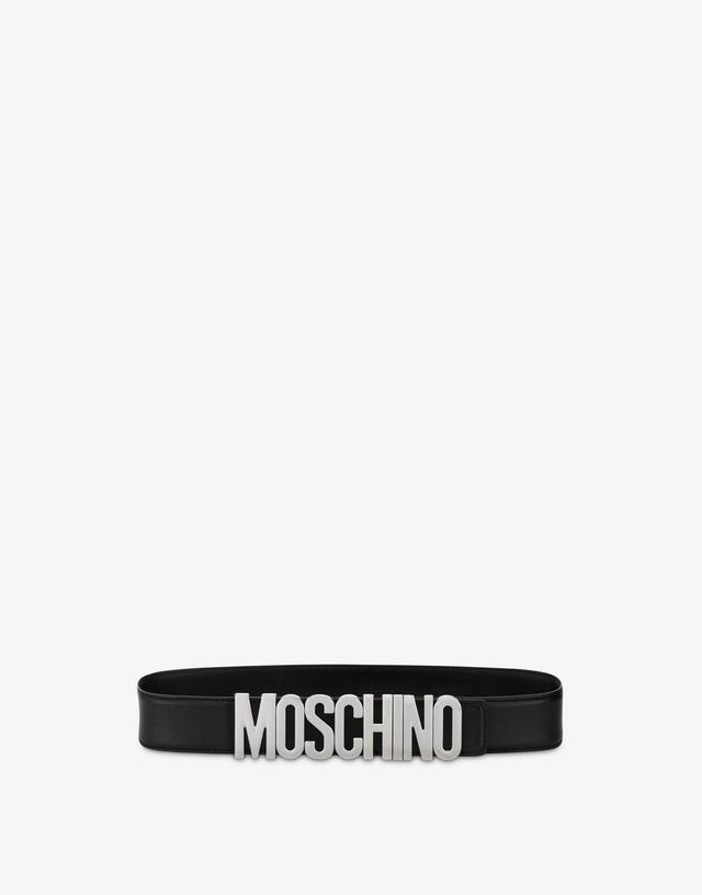 Belt in leather with logo Black Moschino 0