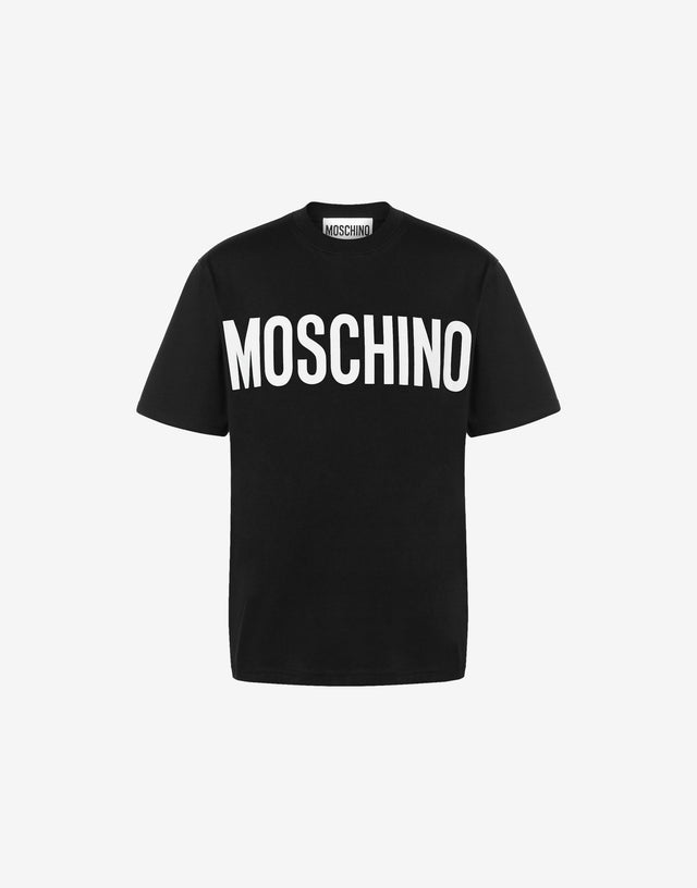饰有徽标的平纹针织弹力棉T恤 黑色 Moschino 0