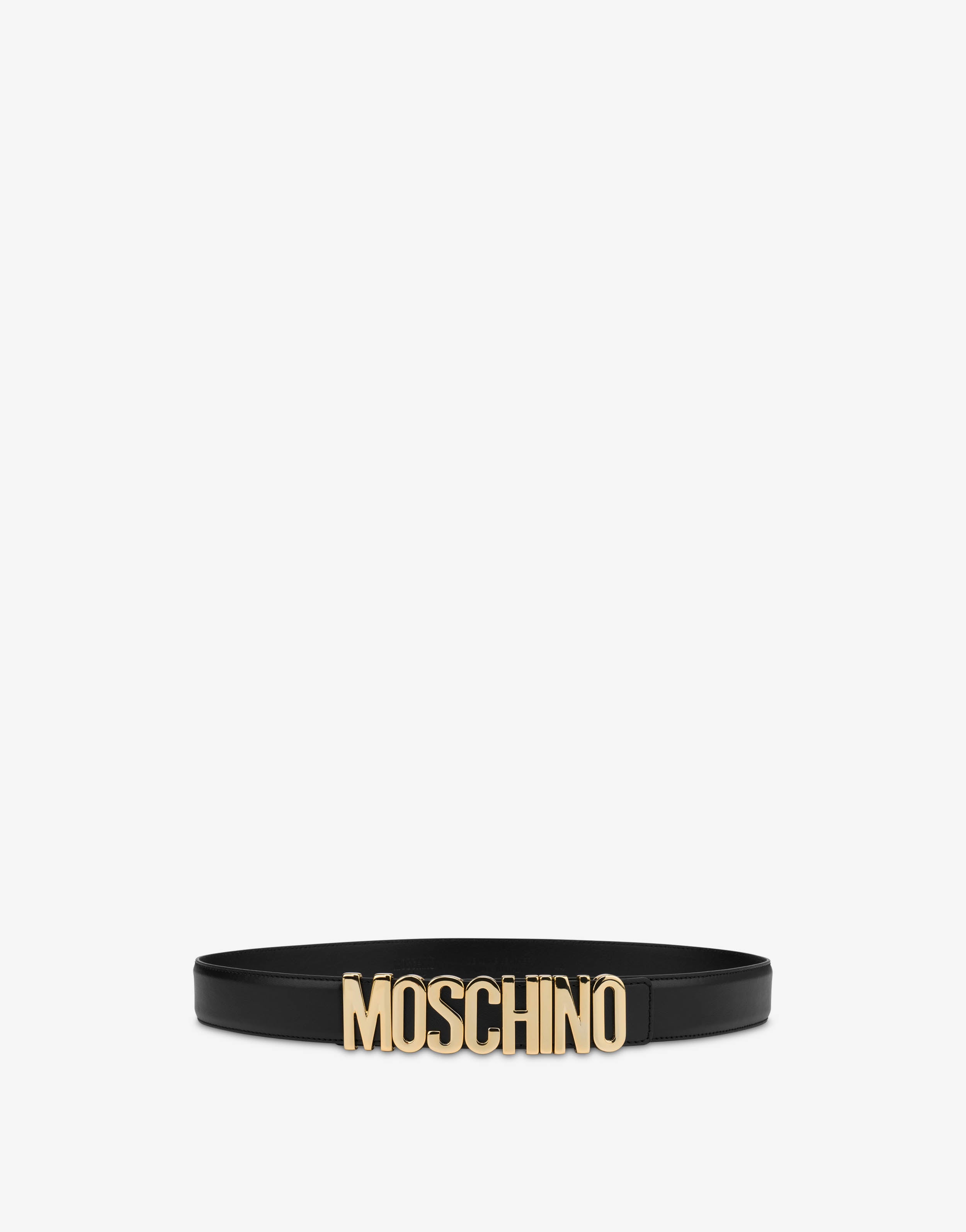 MOSCHINO ベルト レザー ロゴ ブラック Belt in leather with logo | Moschino