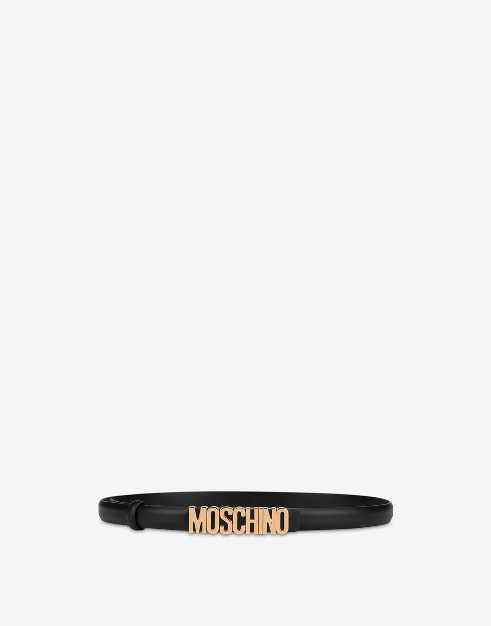 Cinturón de piel de becerro Lettering Logo Negro Moschino 0