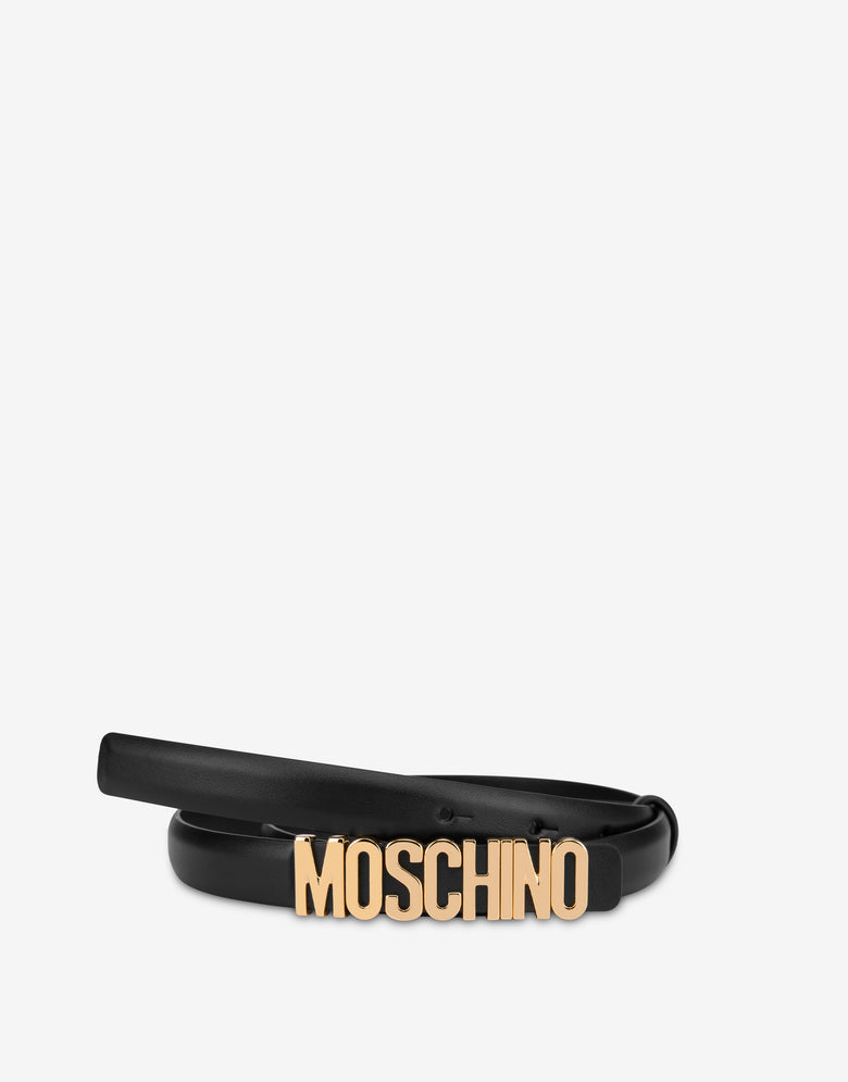 Cinturón de piel de becerro Lettering Logo Negro Moschino 2