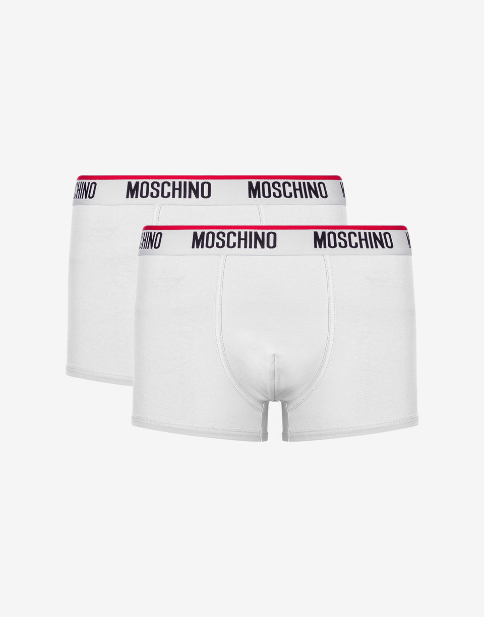 Conjunto de 2 bóxeres de punto elástico Logo Band Blanco Moschino 0