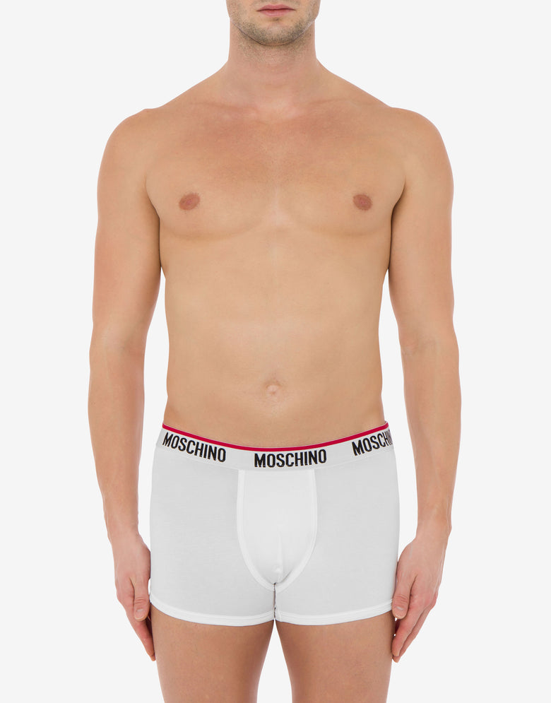Conjunto de 2 bóxeres de punto elástico Logo Band Blanco Moschino 1