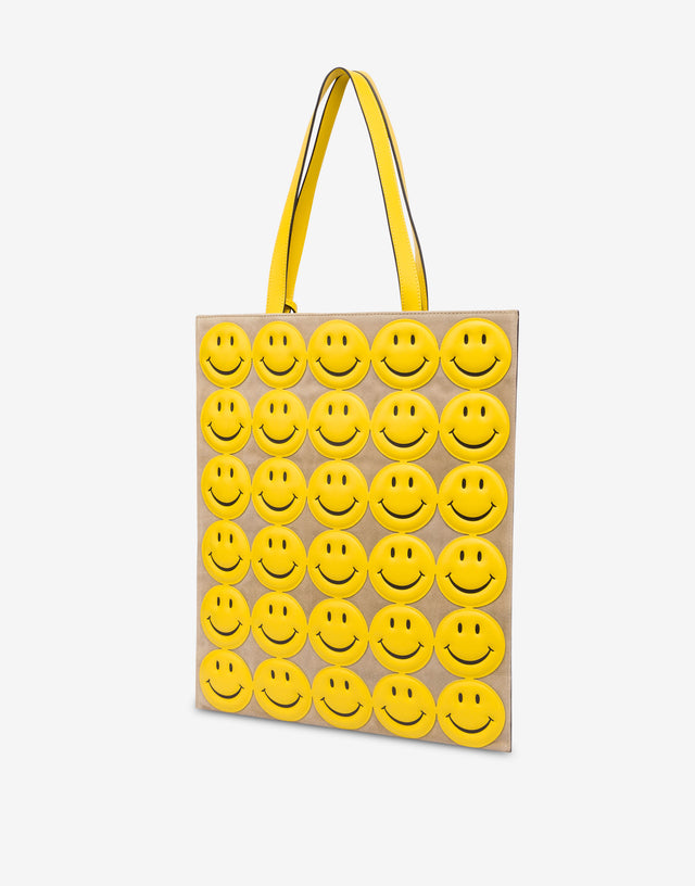 Smiley®全幅硬皮购物袋 黄色 Moschino 1