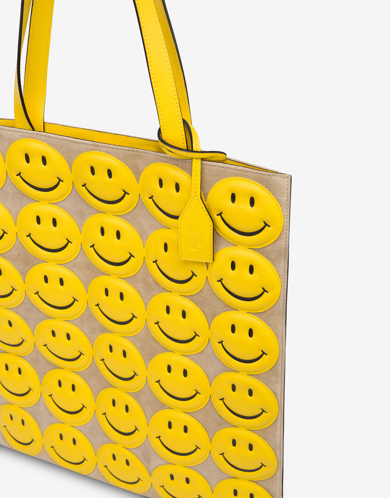 Smiley®全幅硬皮购物袋 黄色 Moschino 3