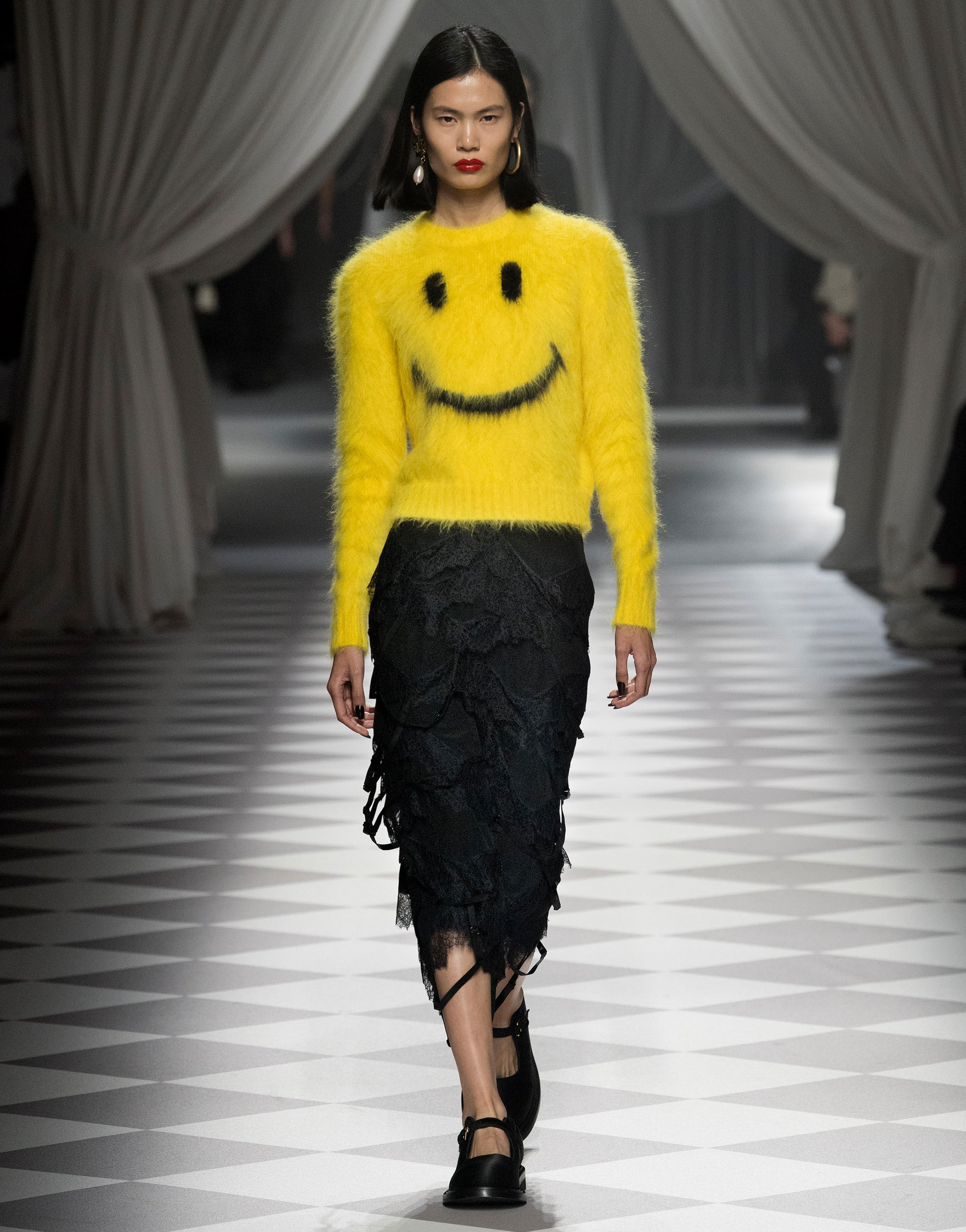 Pullover in brushed mohair Smiley | Moschino