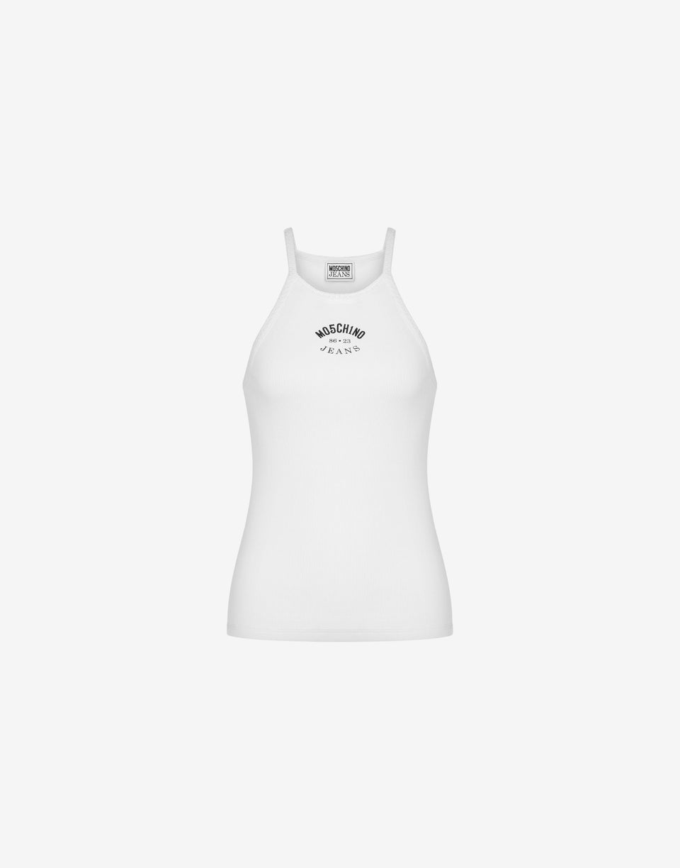 «Tank top» de algodón elástico acanalado Blanco Moschino Jeans 0