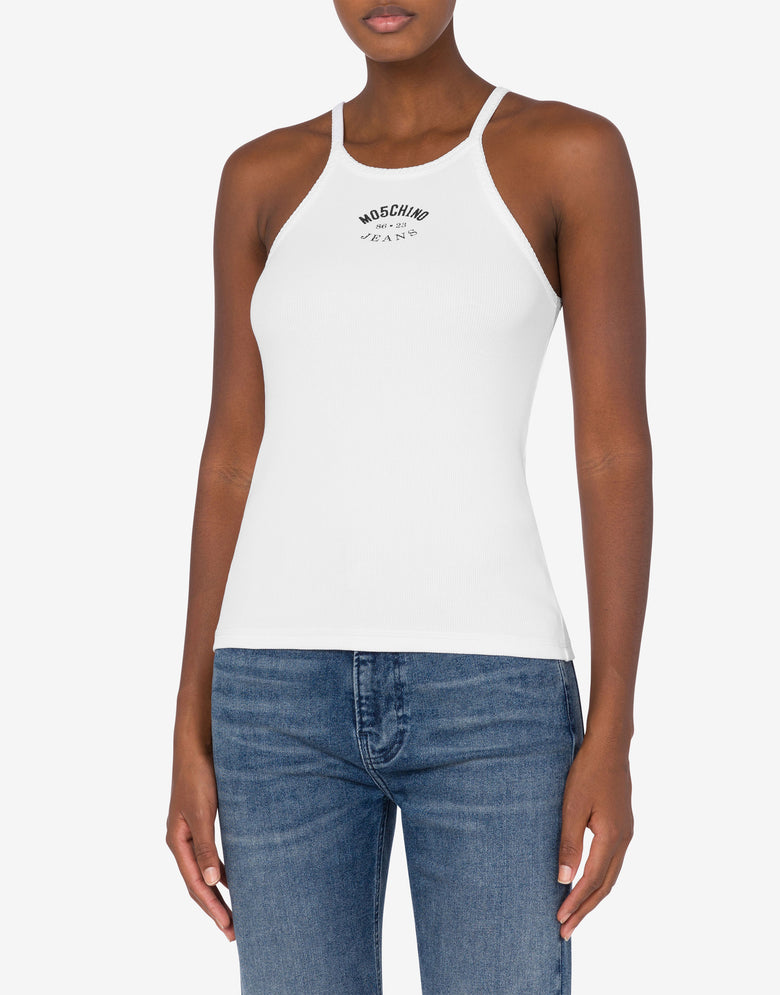 弹力棉罗纹面料背心 白色 Moschino Jeans 1