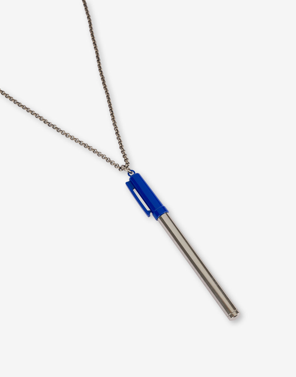 Blue Pen necklace Silver Moschino 1