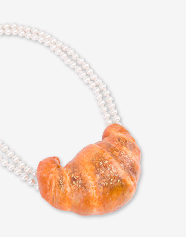 CroissantCollar de perlas Brown Orange Moschino 1