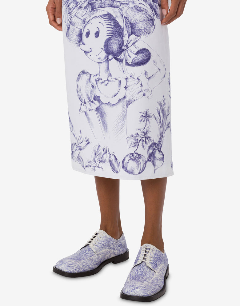 Falda de popelín Olivia Blanco Moschino 3