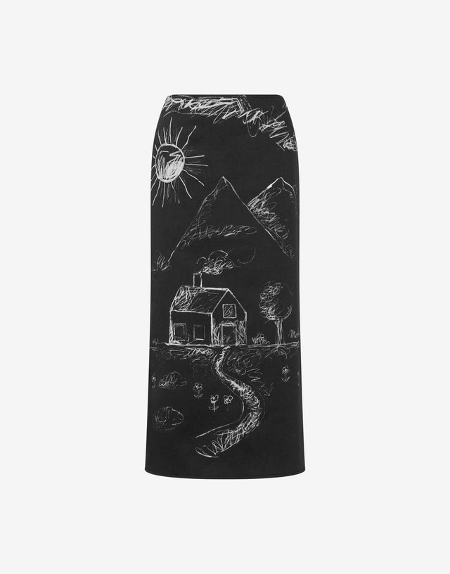 Falda de satén de algodón elástico. Negro Moschino 0