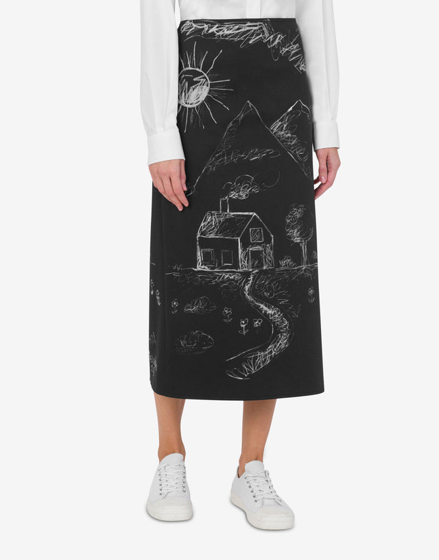 Falda de satén de algodón elástico. Negro Moschino 1