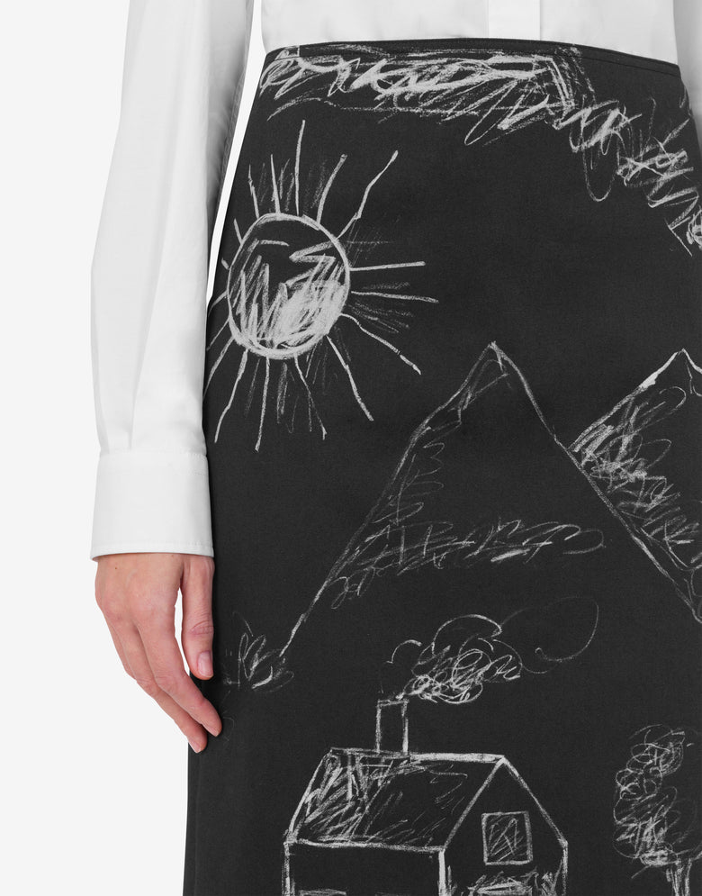 Stretch cotton satin skirt Black Moschino 3