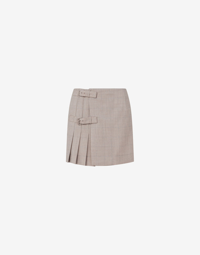 Minifalda de paño de lana con tirantes Beige claro Moschino 0
