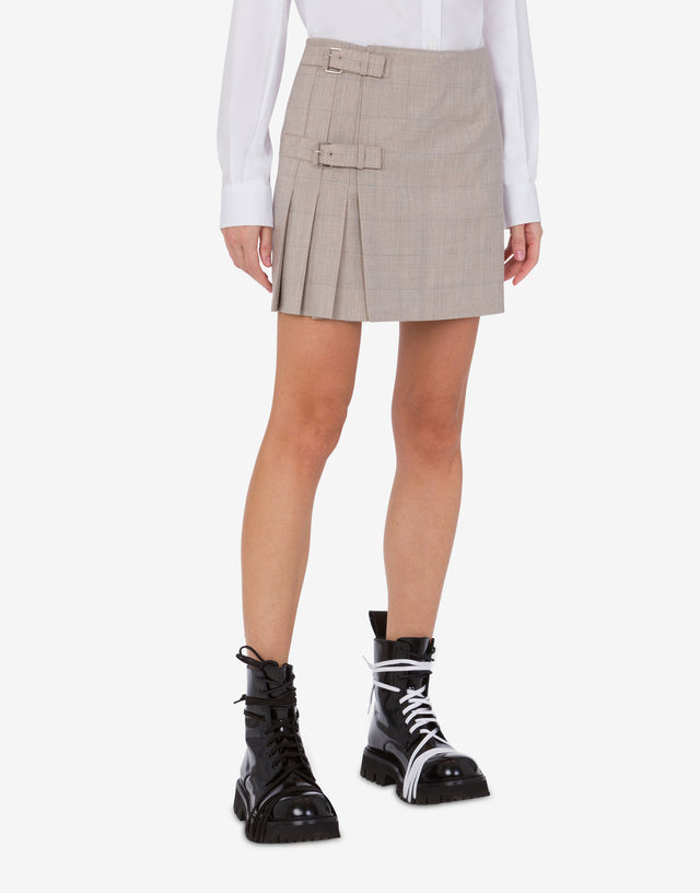 Minifalda de paño de lana con tirantes Beige claro Moschino 1