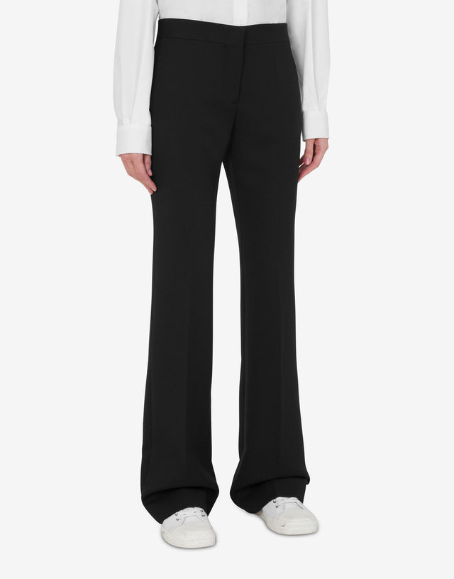 Pantalón diagonal en mezcla de lana y nailon Negro Moschino 1