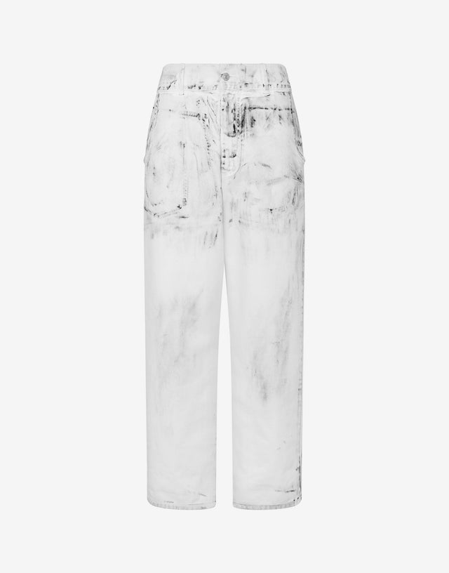 Pantalones de toro de algodón Parche corona de laurel Blanco Moschino 0
