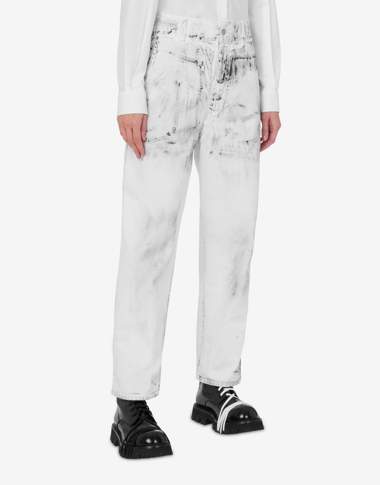 纯棉公牛长裤桂冠胸章 白色 Moschino 1
