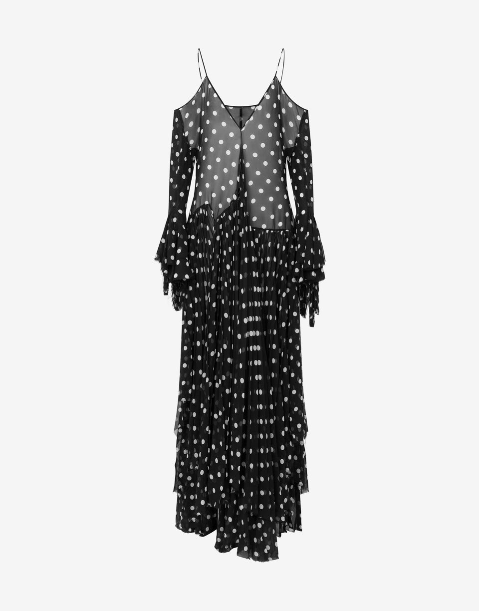 Vestido de georgette de seda con lunares Negro Moschino 0
