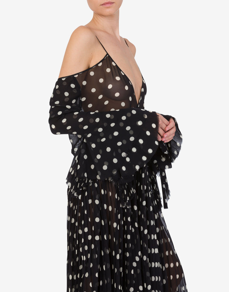 Vestido de georgette de seda con lunares Negro Moschino 3