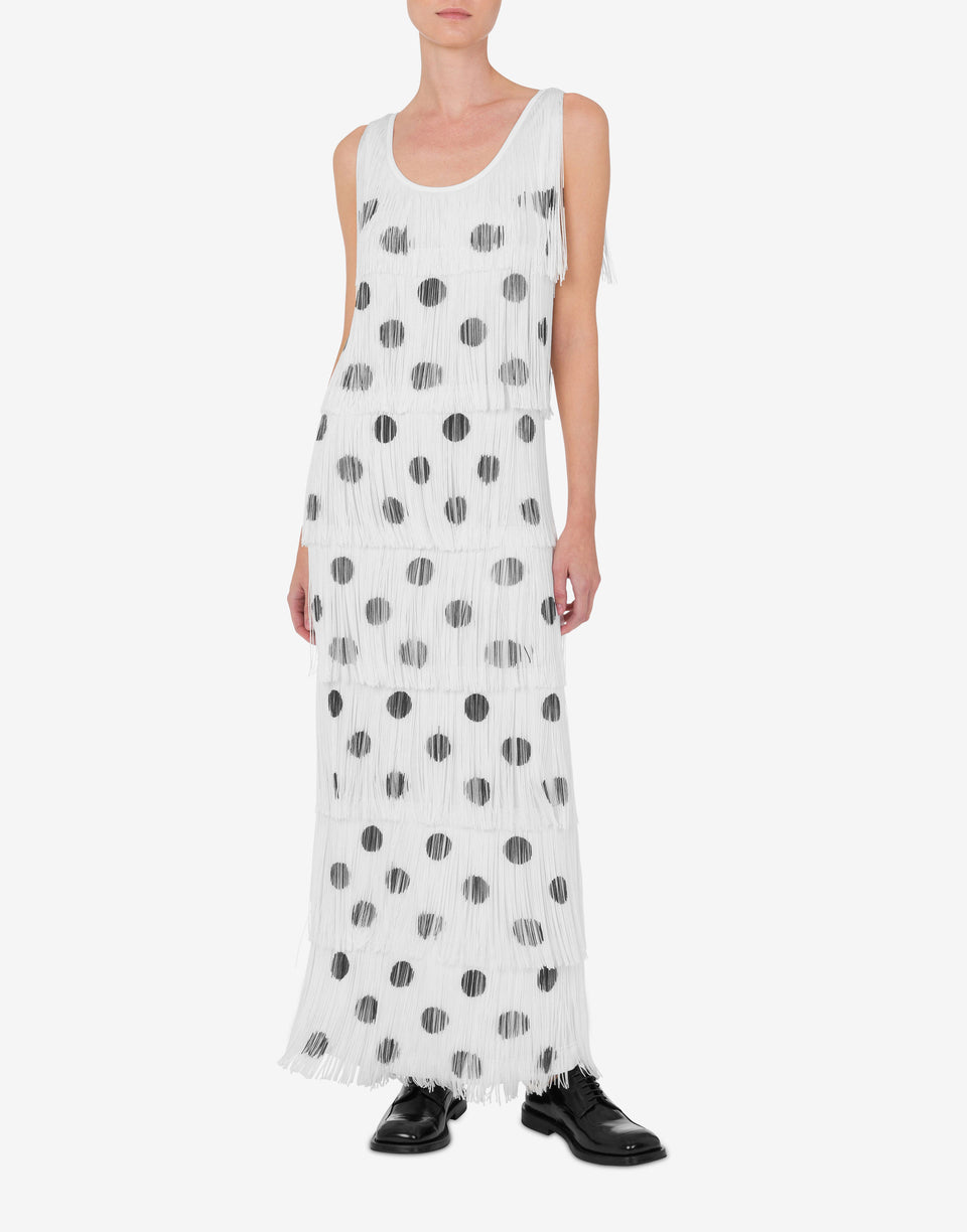 Jersey dress with fringes Polka Dots White Moschino 1