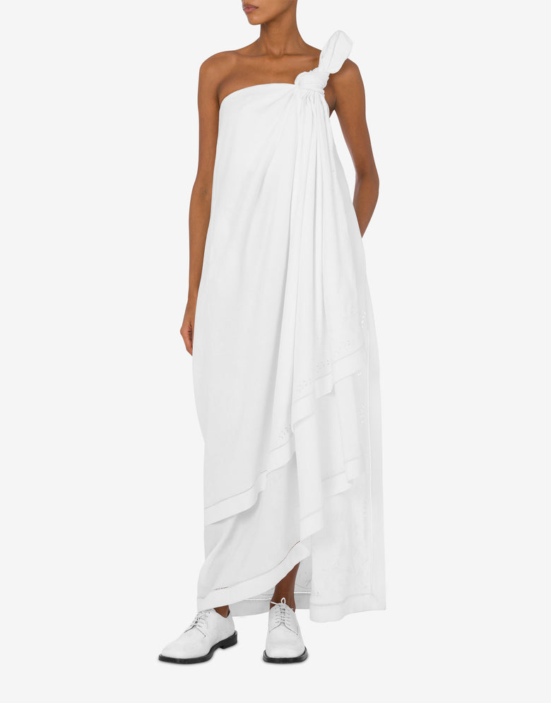 Cotton blend bustier dress M Embroidery White Moschino 1