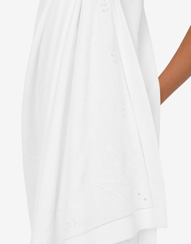 Cotton blend bustier dress M Embroidery White Moschino 3