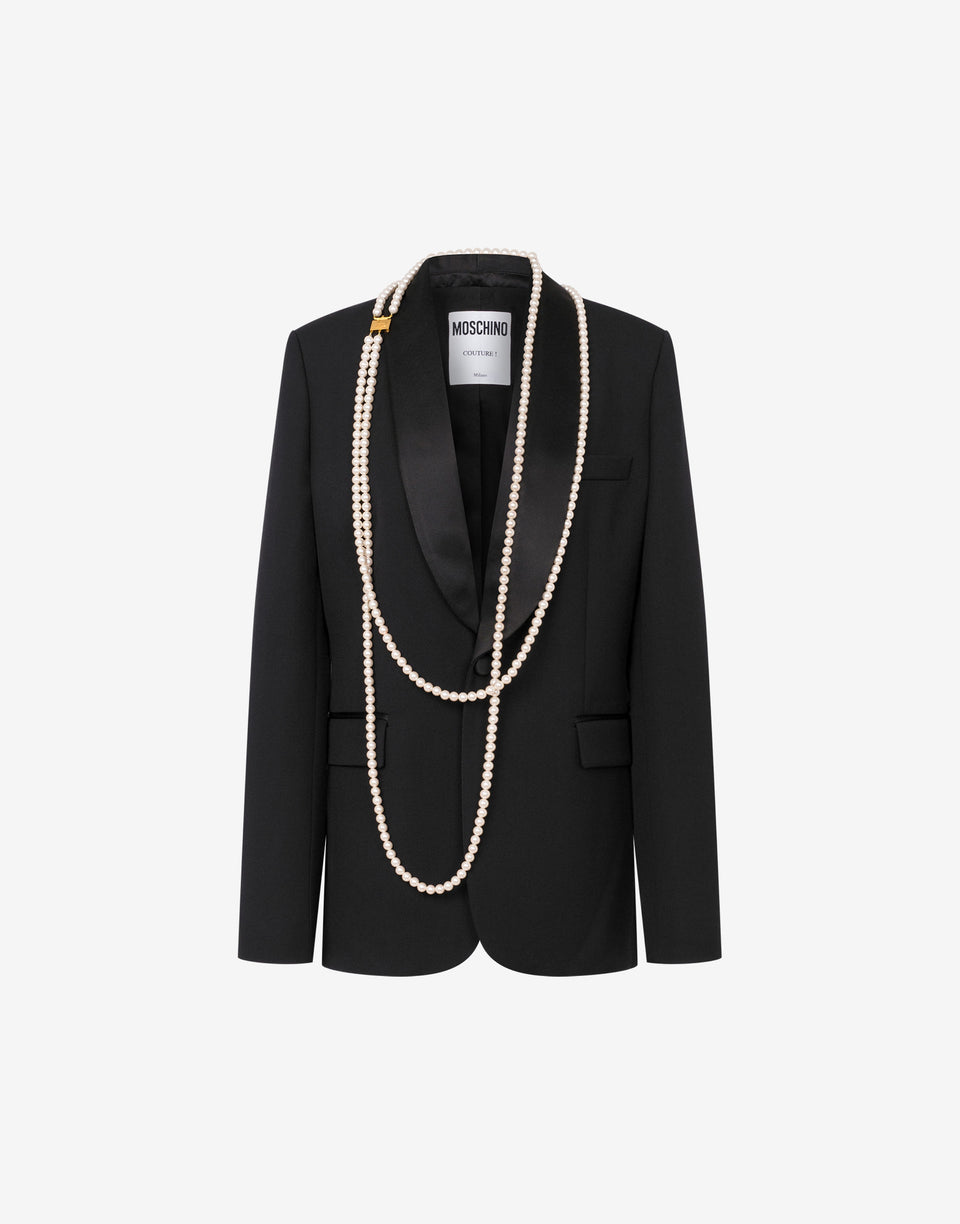 Chaqueta de un solo pecho con maxi collares  Negro Moschino 0