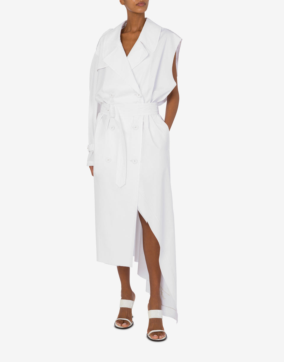 Asymmetrical trench coat in stretch poplin White Moschino 1