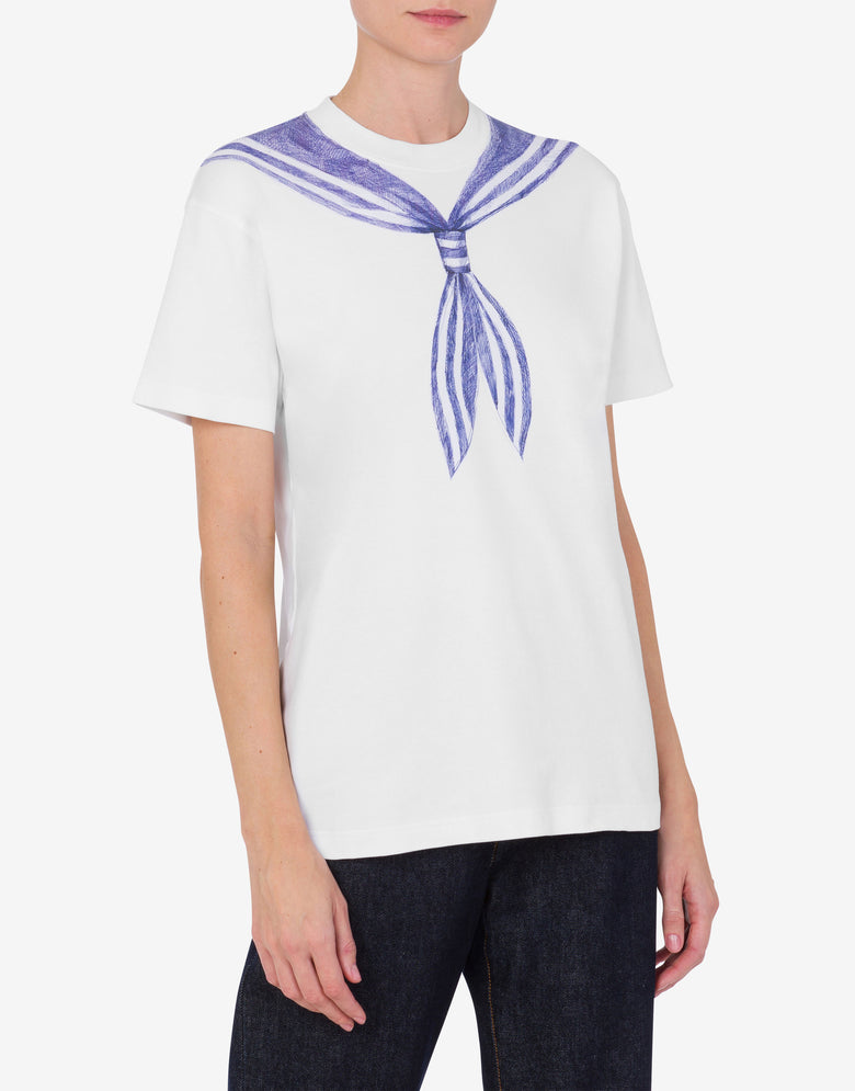 Camiseta de algodón interlock con estampado Blanco Moschino 1