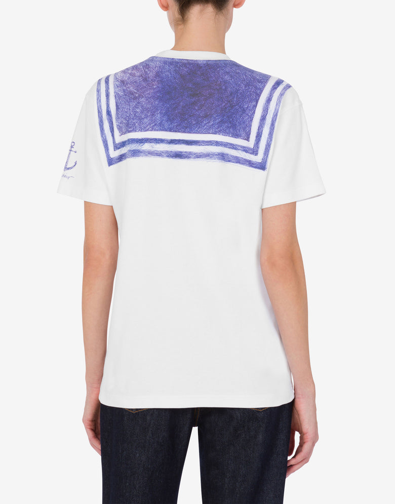 Camiseta de algodón interlock con estampado Blanco Moschino 2