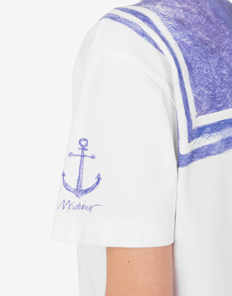 Camiseta de algodón interlock con estampado Blanco Moschino 3