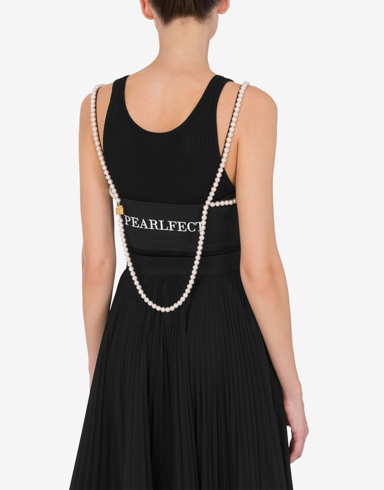 Top de popelina elástica con perlas Negro Moschino 2