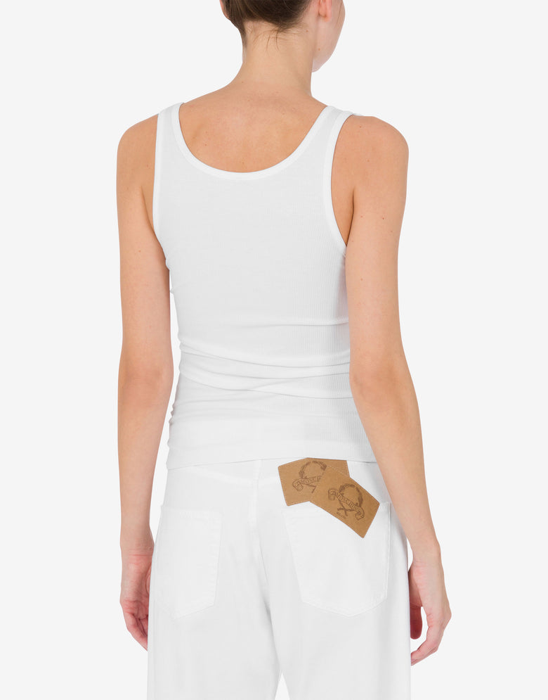Stretch cotton tank top with laces White Moschino 2