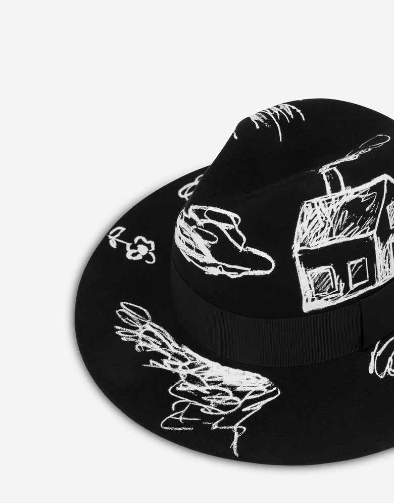 Dibujos gorro de lana Negro Moschino 2