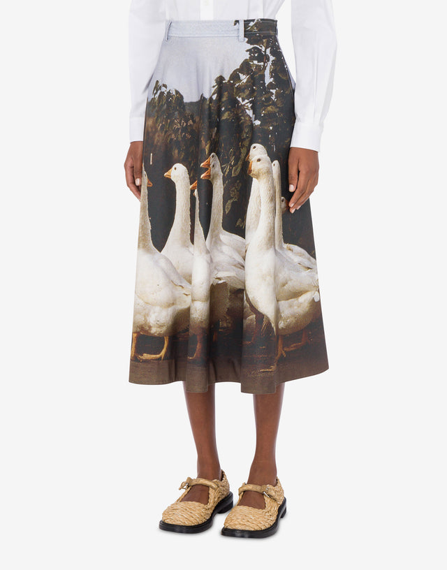 Cotton Gabardine Skirt Goose Multicoloured Moschino 1