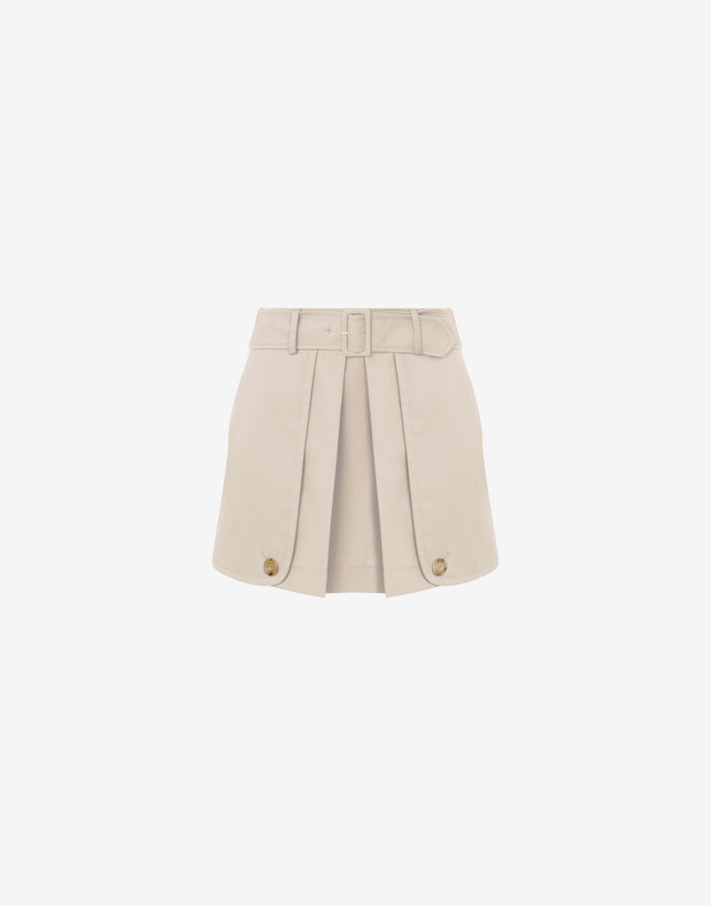 Gabardine Mini Skirt with Trench Details Light brown Moschino 0