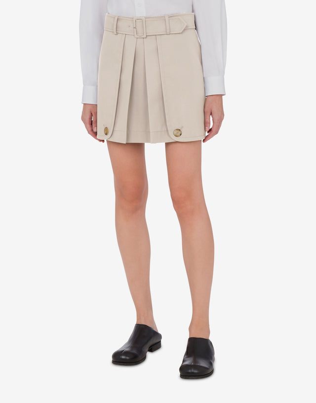 Gabardine Mini Skirt with Trench Details Light brown Moschino 1