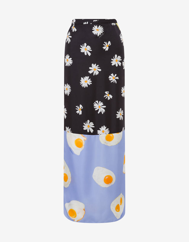 Long Silk Twill Skirt Patchwork Multicoloured Moschino 0