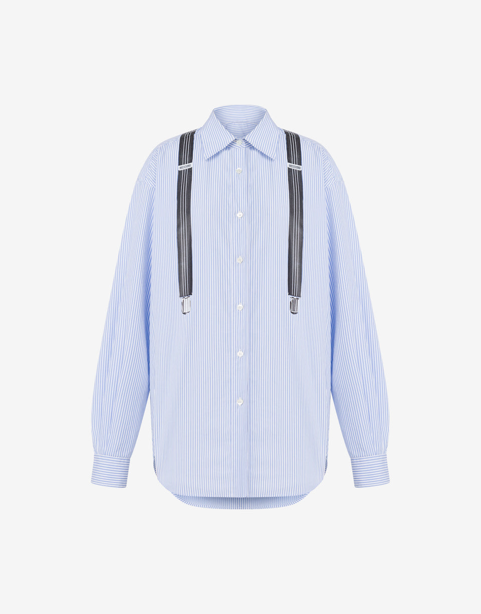 Suspenders条纹府绸衬衫 天蓝色 Moschino 0