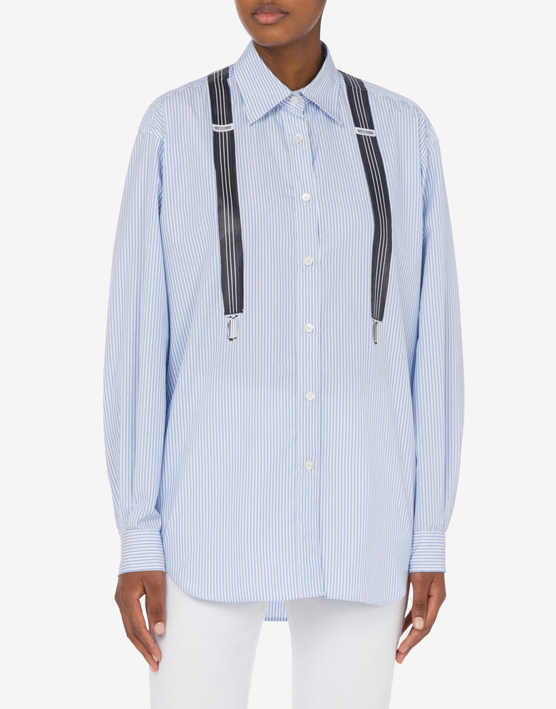 Suspenders条纹府绸衬衫 天蓝色 Moschino 1