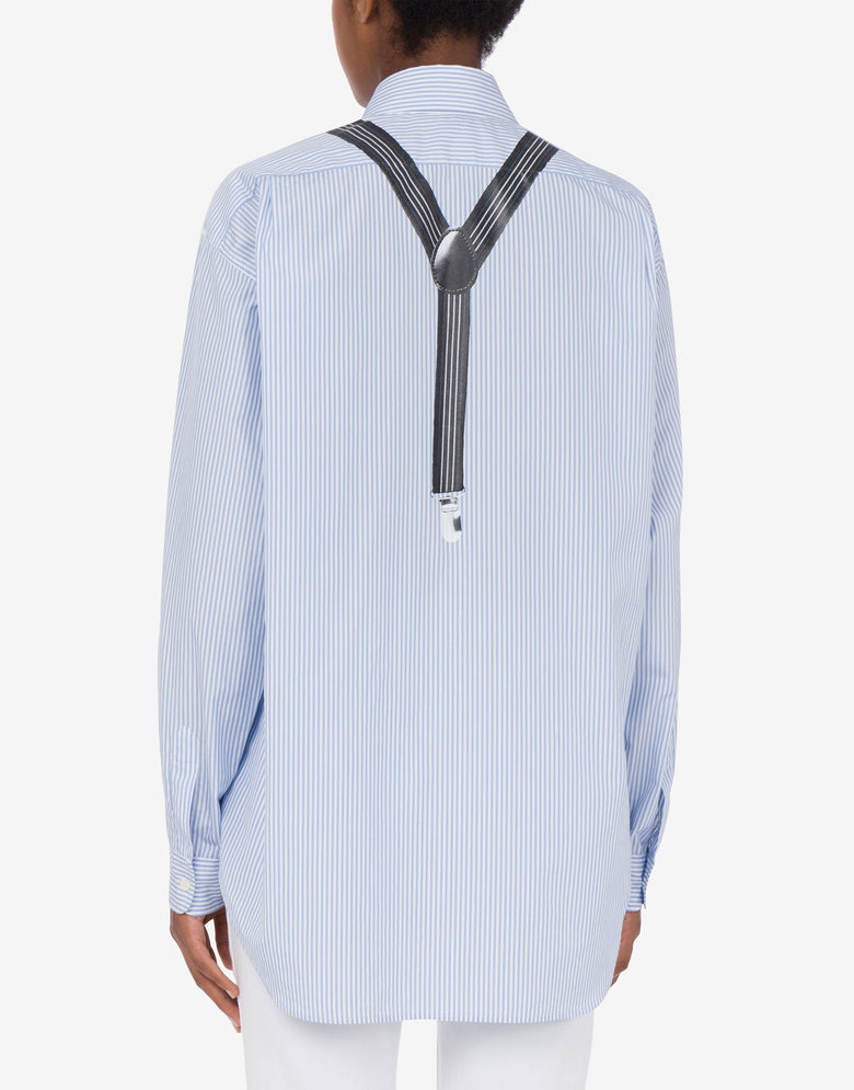 Suspenders条纹府绸衬衫 天蓝色 Moschino 2
