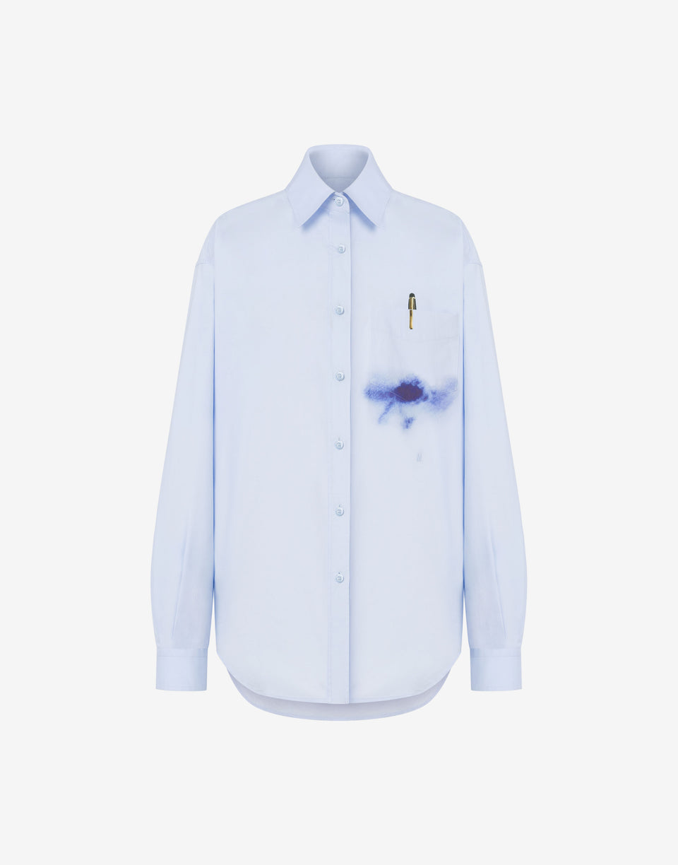 Stretch Poplin Shirt Office Inspiration Azure Moschino 0
