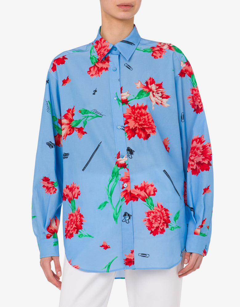 Camisa de lona Allover Carnation Print Celeste Moschino 1