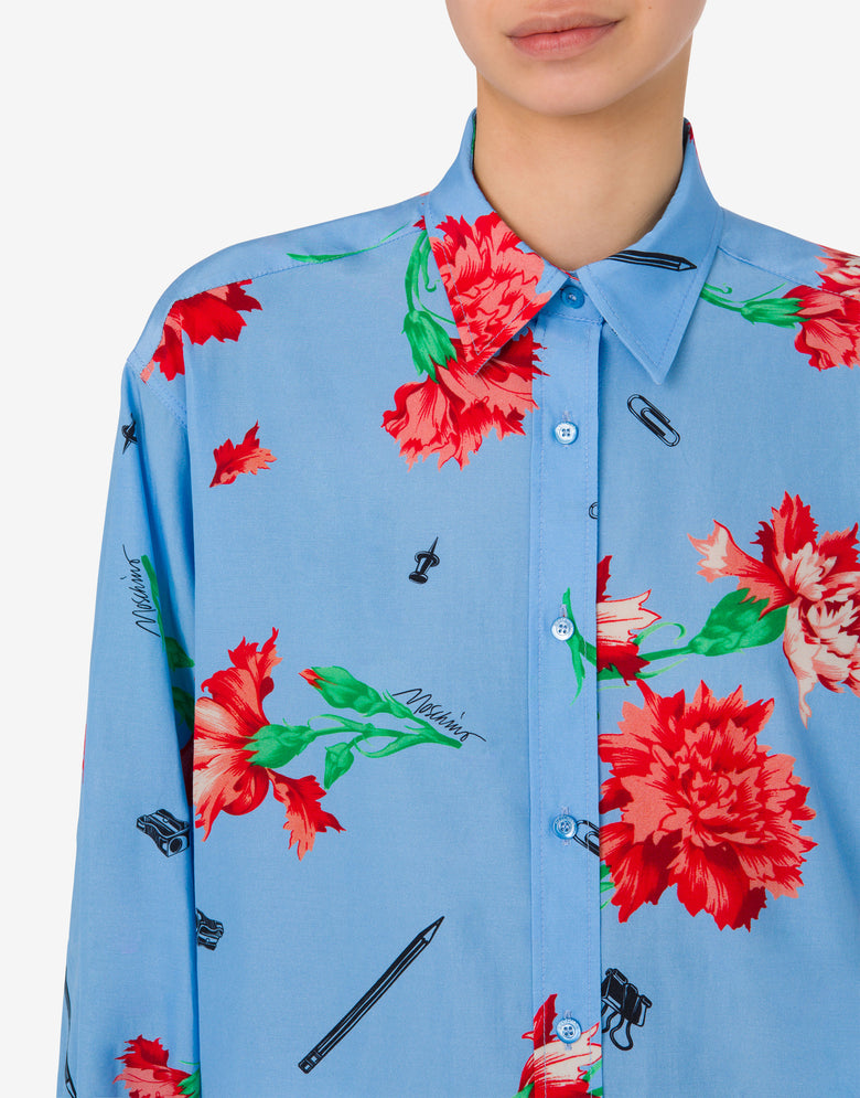 Camisa de lona Allover Carnation Print Celeste Moschino 3