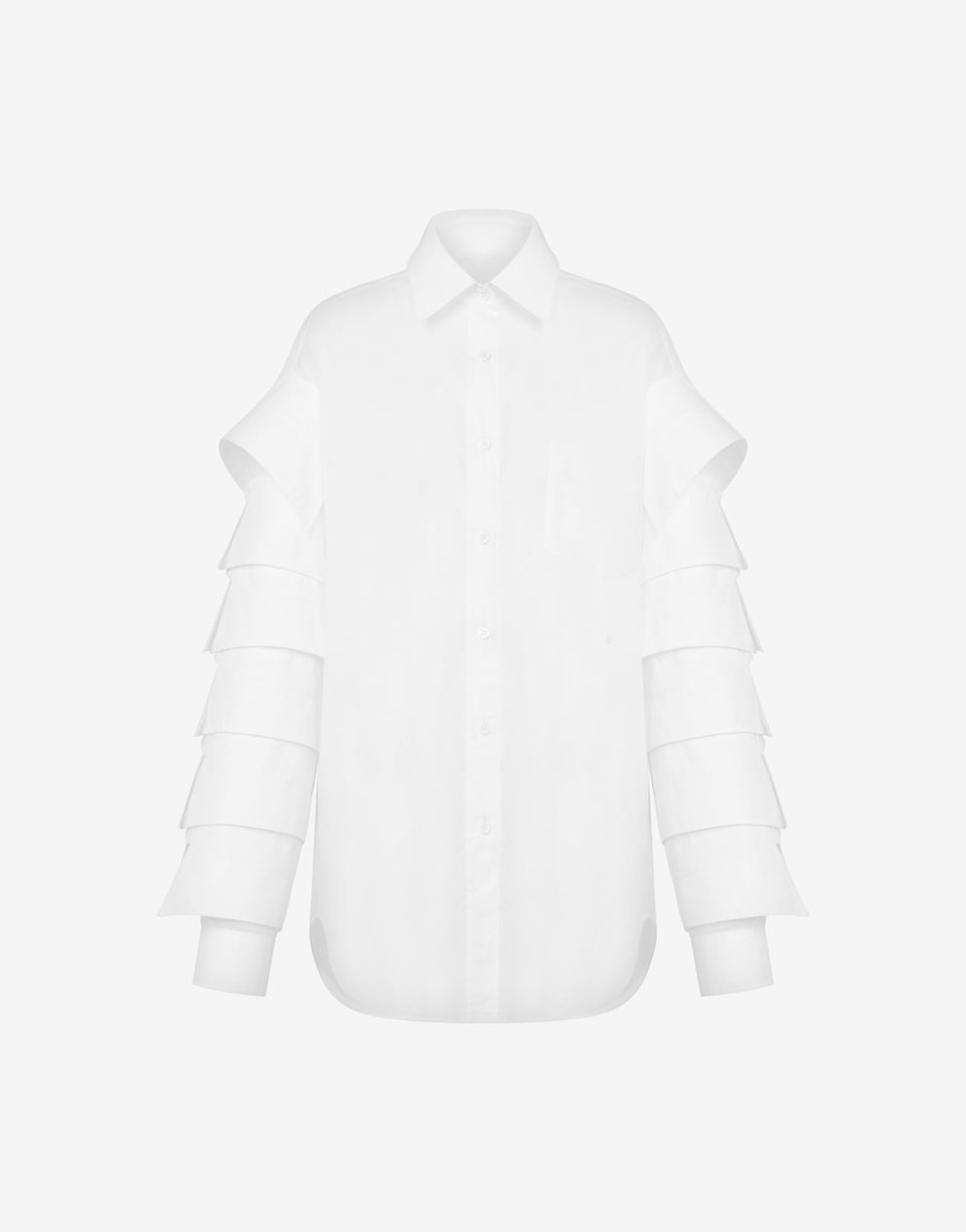 Multi Collars纯棉薄纱衬衫 白色 Moschino 0